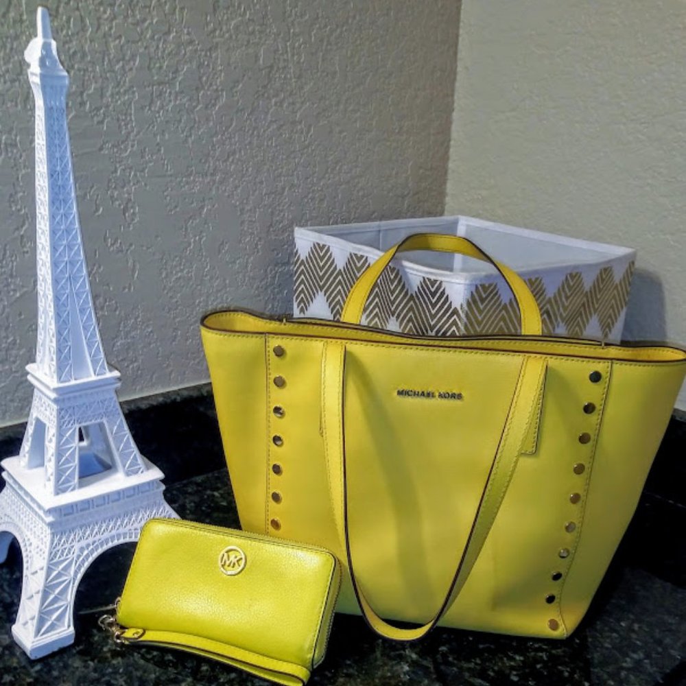 Authentic Yellow Michael Kors Bag and Wallet